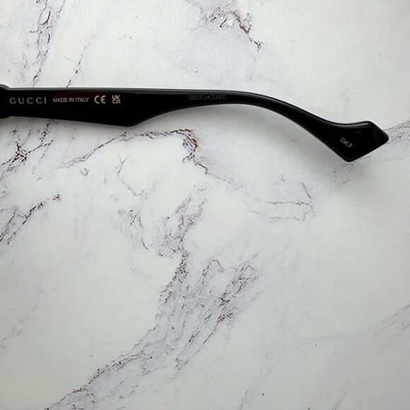 New Gucci Sunglasses Black Square Rectangular Gold Interlocking GG Metal Logo - Picture 7 of 16